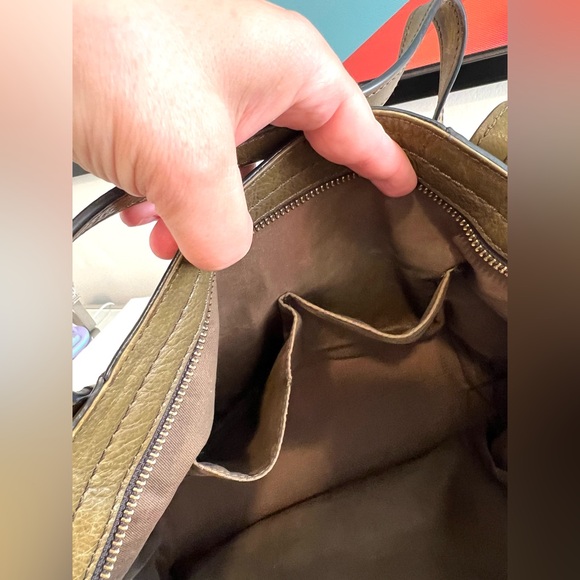 Fossil Emma Shopper Green Pastures Olive Green Leather Tote - Picture 10 of 16